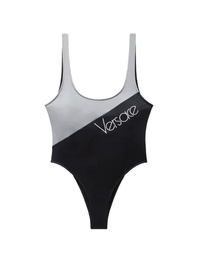 Versace Bestickter Badeanzug In Black