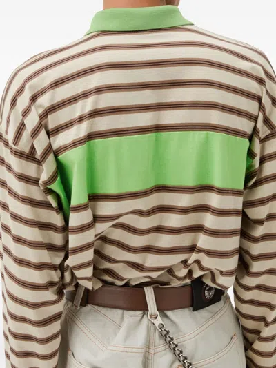Versace Embroidered-logo Striped-intarsia Cotton Polo Shirt In Multi