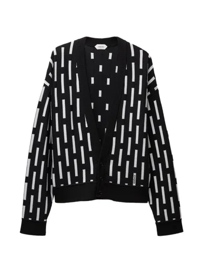 Versace Embroidered-logo Wool Knit Cardigan In Multi