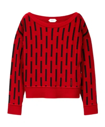 Versace Embroidered-logo Wool Knit Sweater In Multi