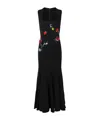 Versace Sleeveless Embroidered Rose Silk Gown In Black