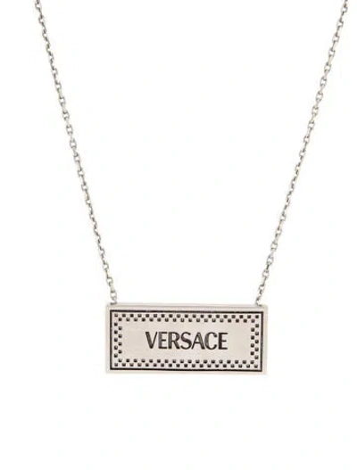 Pre-owned Versace Enamel 90s Logo Small Pendant Necklace, 19.25" In Multi