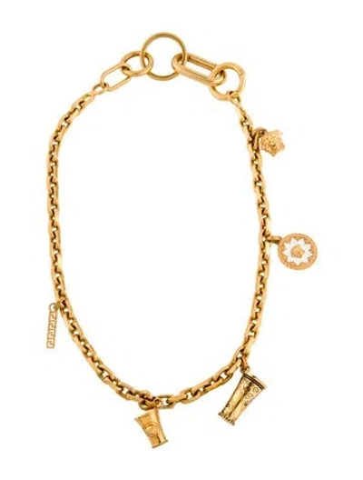 Pre-owned Versace Enamel Cutlery Charm Necklace In Multi