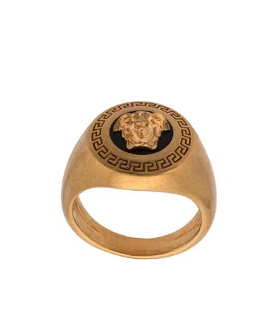Versace Enamel Medusa Medallion Ring In Gold