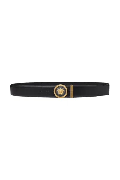 VERSACE VERSACE ENAMEL MEDUSA BIGGIE LEATHER BELT