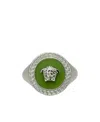 Versace Enamel Medusa Ring In Gray