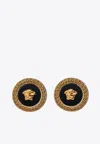Versace Black And Gold Earrings With Medusa Detail In Metal Woman In Gold