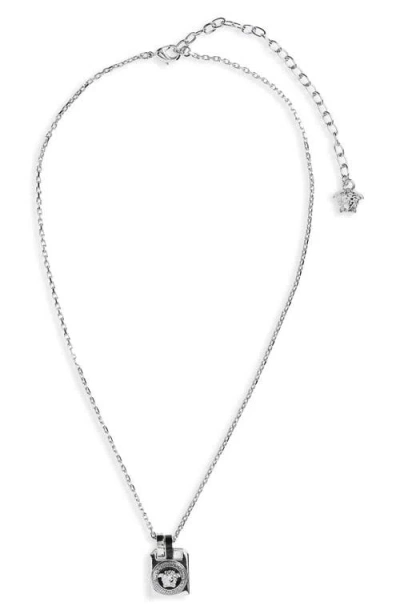 Versace Enamel Pendant Necklace In Silver