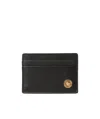 Versace Engraved-logo Plaque Cardholder In Black