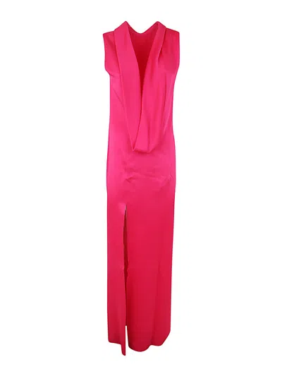 Versace Cow Long Dress In Pink