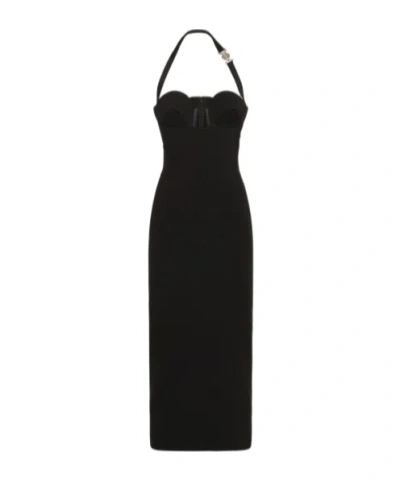 Versace Envers Logo Mid-length Dress In Black