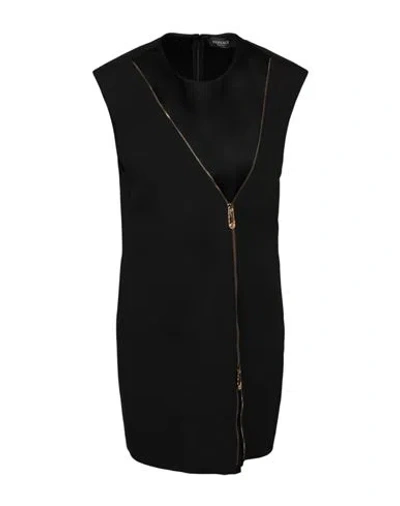 Versace Envers Satin Sleeveless Dress Woman Mini Dress Black Size 12 Acetate, Viscose