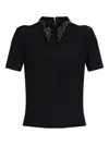 Versace Pointed Collar Black Shirt With Gold And Silver Embellishments In Black