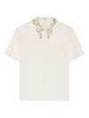 Versace Embellished-collar Short-sleeve Top In Neutral