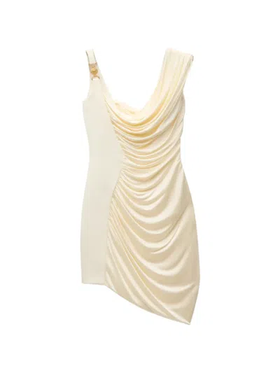 Versace Envers-satin Crêpe Draped Mini Dress In Multi