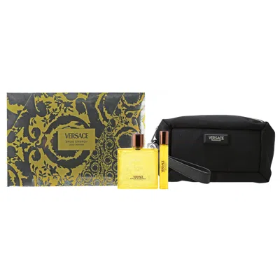 Versace Eros Energy Men Set 3.4 oz Edp Spray/mini/bag In Transparent