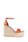 Versace Medusa Silk Ankle-strap Wedge Espadrilles In Pink