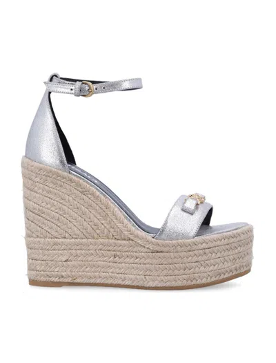 Versace Espadrillas Wedge In Silver