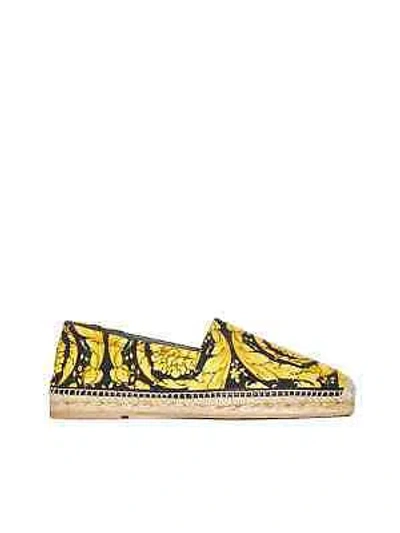 Pre-owned Versace Espadrilles With Baroque Print In Black