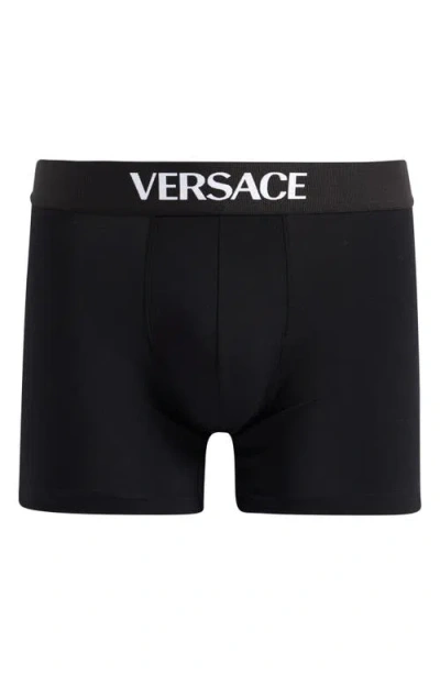 VERSACE VERSACE ESSENTIAL LOGO STRETCH COTTON BOXER BRIEFS