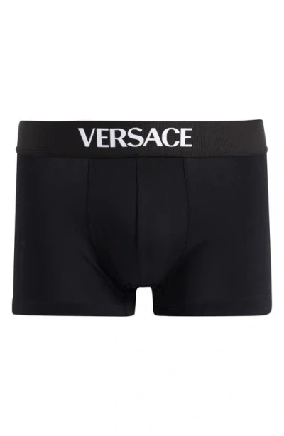 VERSACE VERSACE ESSENTIAL LOGO STRETCH COTTON BOXER BRIEFS
