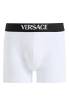 Versace Essential Logo Stretch Cotton Boxer Briefs In White