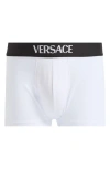 Versace Essential Logo Stretch Cotton Boxer Briefs In White
