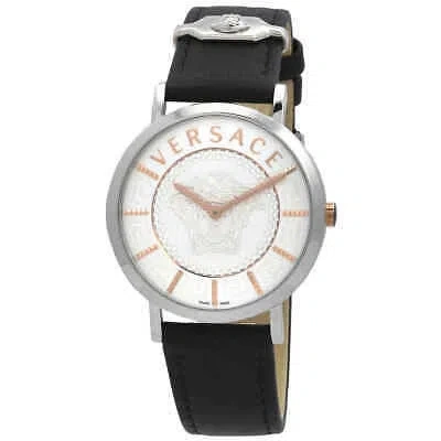 Pre-owned Versace Essential Quartz White Dial Ladies Watch Vek400721