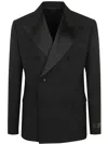 Versace Double-breasted Blazer In Black