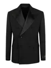 Versace Double-breasted Blazer In Black
