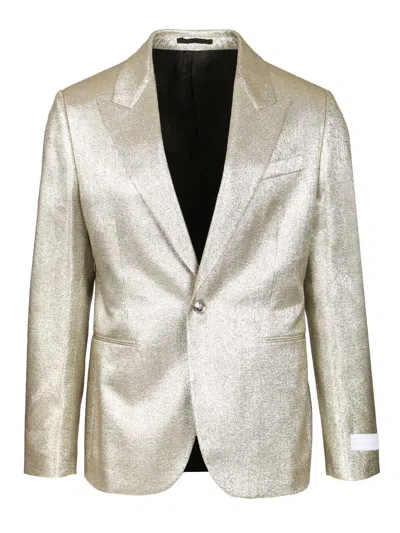 Versace Evening Jacket Fluid Viscose Lurex Fabric Jackets Grey In Neutral