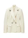 Versace Stretch Wool Blazer With Embroidered Lapels In White