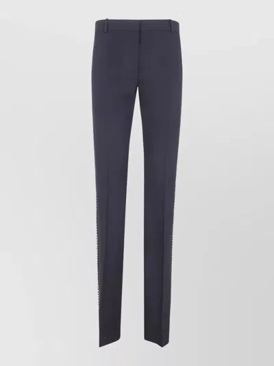 Versace Evening Wool Grain De Poudre Trousers In Blue