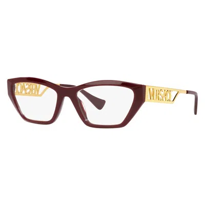 Versace Eyeglasses Cat Eye Full Rim, Black Frame And Clear Demo Lenses Lens Ve3327ugb1 In Red