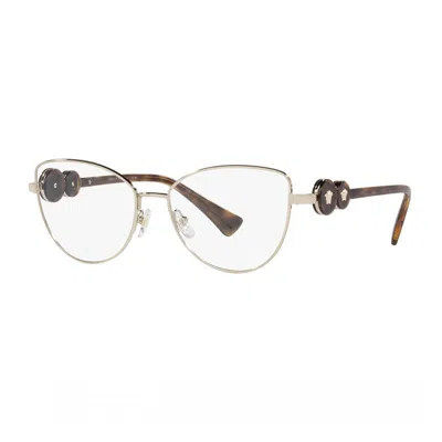 Versace Eyeglasses Cat Eye Full Rim, Light Gold Frame And Clear Demo Lenses Lens Ve12841489