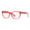 Versace Eyeglasses Cat Eye Full Rim, Transparent Red Frame And Clear Demo Lenses Lens Ve32735307 In Red