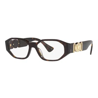 VERSACE EYEGLASSES GEOMETRIC FULL RIM, BLACK FRAME AND CLEAR DEMO LENSES LENS VE3320UGB1