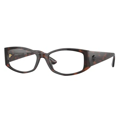 VERSACE EYEGLASSES GEOMETRIC FULL RIM, HAVANA FRAME AND CLEAR DEMO LENSES LENS VE33435429