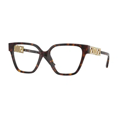 Versace Eyeglasses Geometric Full Rim, Transparent Red Frame And Clear Demo Lenses Lens Ve3358b5476 In Brown