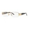 Versace Eyeglasses Rectangle Semi Rim, Gold Frame And Clear Demo Lenses Lens Ve1175b1002 In Gold