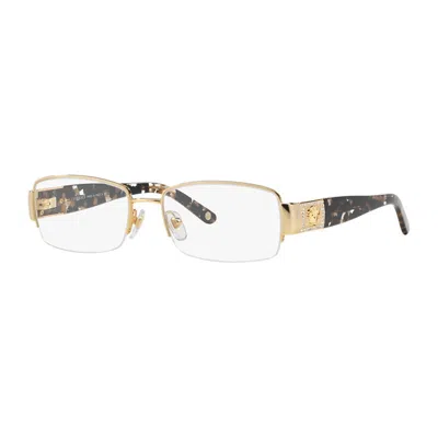 Versace Eyeglasses Rectangle Semi Rim, Gold Frame And Clear Demo Lenses Lens Ve1175b1002