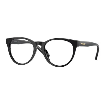 Versace Eyeglasses Round Full Rim, Crystal Frame And Clear Demo Lenses Lens Vk3321u148 In Black