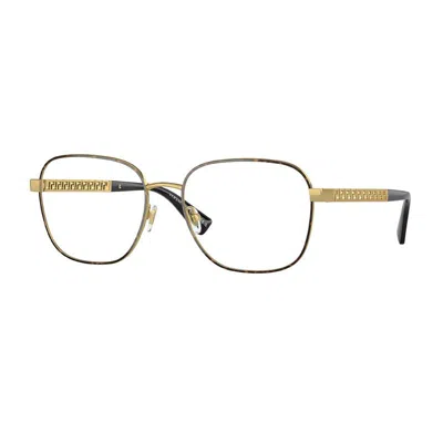 VERSACE EYEGLASSES ROUND FULL RIM, GUNMETAL FRAME AND CLEAR DEMO LENSES LENS VE12901001