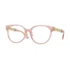 Versace Eyeglasses Round Full Rim, Transparent Frame And Clear Demo Lenses Lens Ve3302d148 In Pink