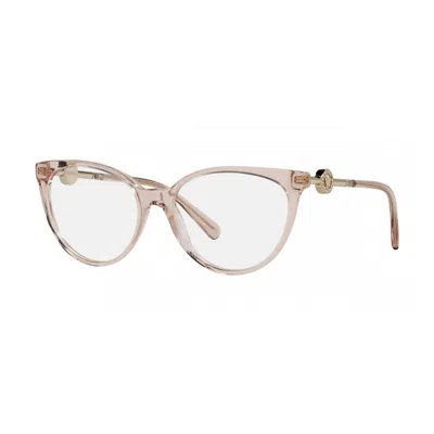 Versace Eyeglasses Round Full Rim, Transparent Pink Frame And Clear Demo Lenses Lens Ve3298b5339