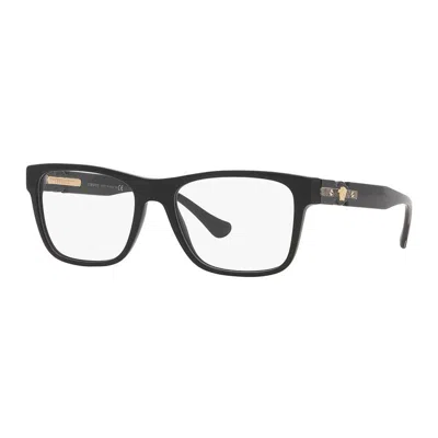 VERSACE EYEGLASSES SQUARE FULL RIM, BLACK FRAME AND CLEAR DEMO LENSES LENS VE3303GB1