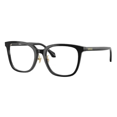 Versace Eyeglasses Square Full Rim, Transparent Grey Frame And Clear Demo Lens Lens Ve3378d5510 In Black
