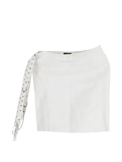 Pre-owned Versace Eyelet-detail Belt Mini Skirt In White
