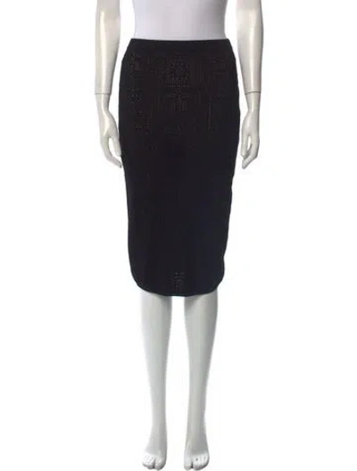 Pre-owned Versace Eyelet Trim Knee-length Skirt In Black