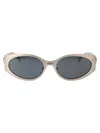 Versace Logo-plaque Oval-frame Sunglasses In 12666g Matte Silver